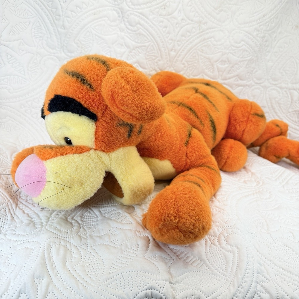 Disney Tigger Plush Stuffed Animal Laying Down Winnie Pooh Spring Tail 24" Vtg